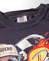 Taco Gear Dame Tres Racing t-shirt with vintage taco truck graphic, taquero illustration, and bold racing design on black tee.