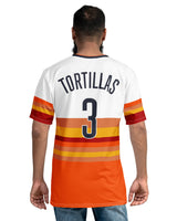 houston tacos taco gear baseball jersey shirt with tortillas on the back