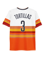 houston tacos taco gear baseball jersey shirt with tortillas on the back