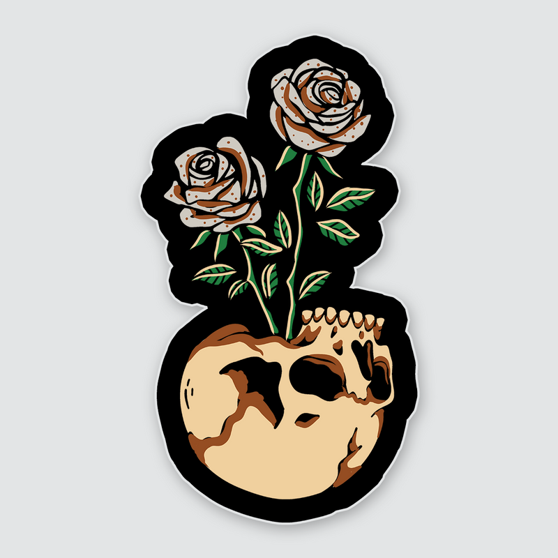 Skull Vase Tortilla Rose Sticker