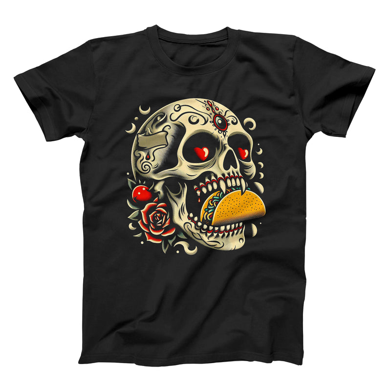 vampire taco shirt with a vampire skull that has a taco in it's mouth from taco gear in corpus christi texas