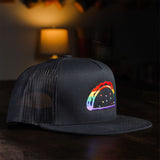 taco gear taco pride rainbow trucker hat side view