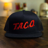 taco addiction taco gear trucker in black front view