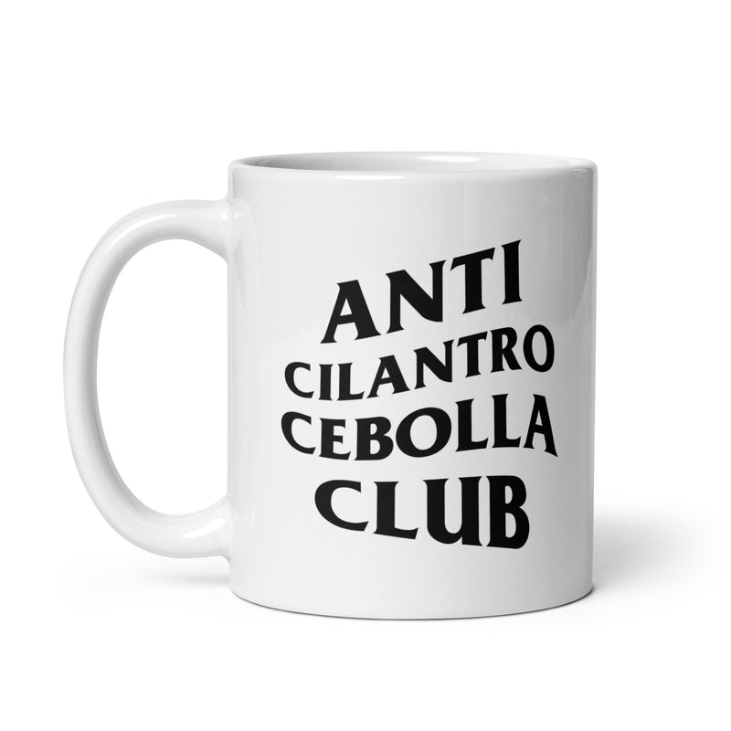 anti cilantro cebolla club taco gear mug back view